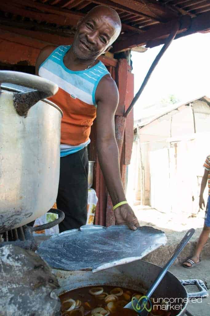 Haitian Food, vegetable stew in Jacmel